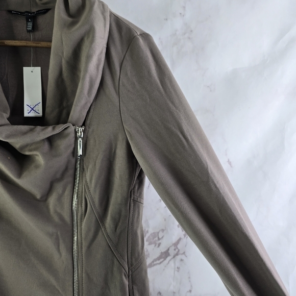 White House Black Market Jacket Womens Small Cowl Zip Slub Lounge Alpaca Thumb - Picture 11 of 12